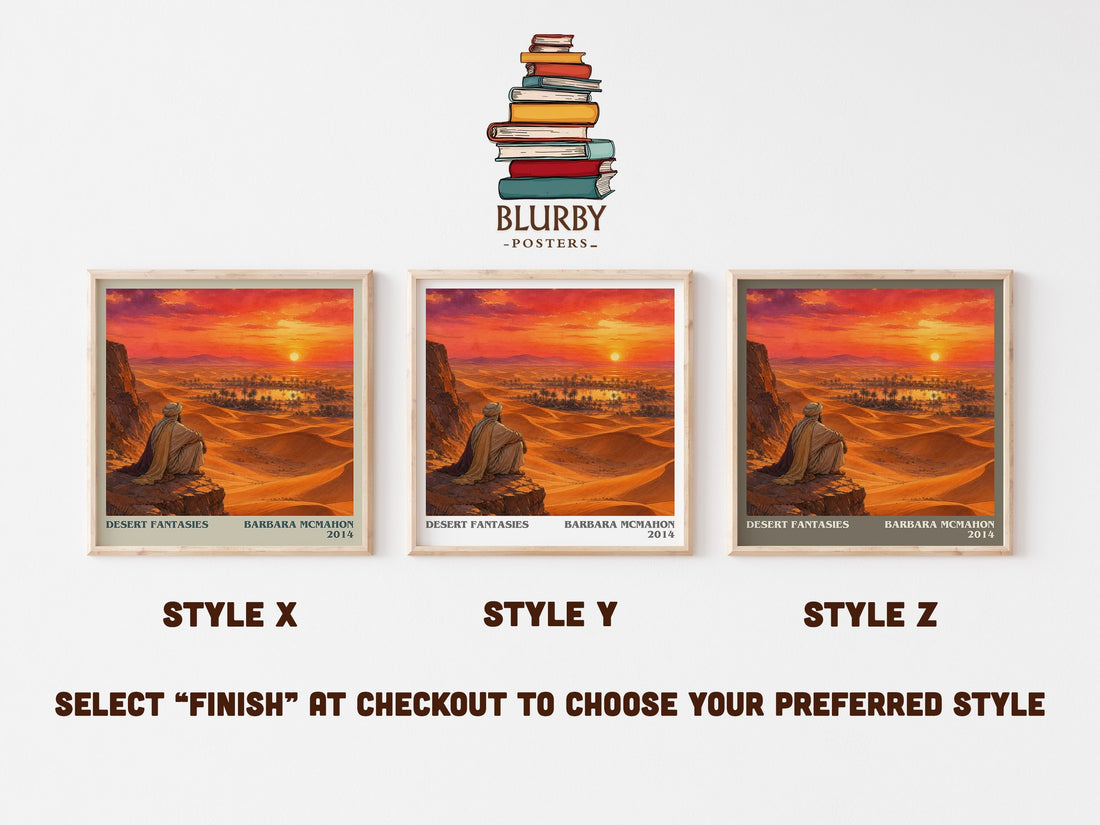Desert Fantasies literary print in frame leaning in hallway – romance wall art (mockup)