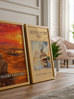 Desert Fantasies watercolour print framed by window – literary home decor