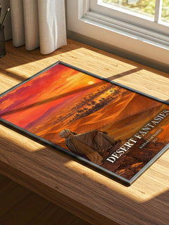 Desert Fantasies watercolour book poster framed on wall – romance wall art