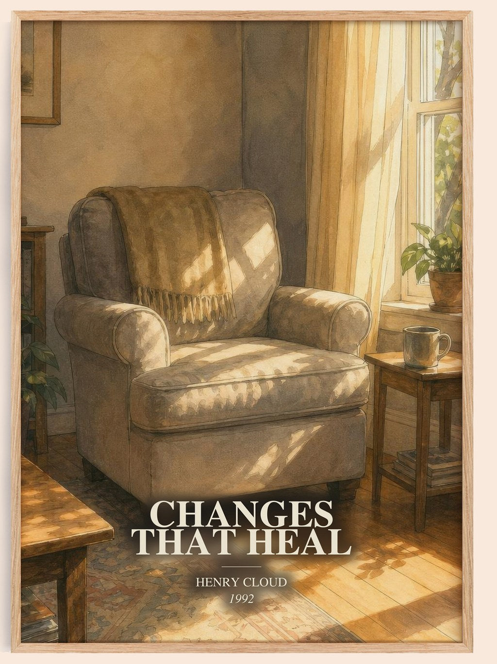 Changes That Heal watercolour book poster by Henry Cloud – framed literary art print