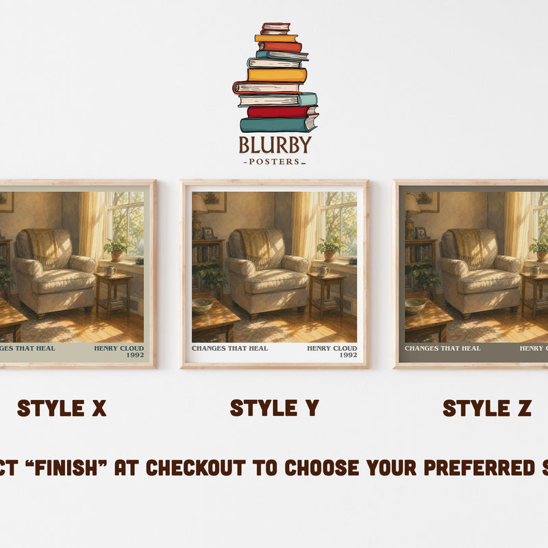 Changes That Heal literary print in frame leaning in hallway – non fiction wall art
