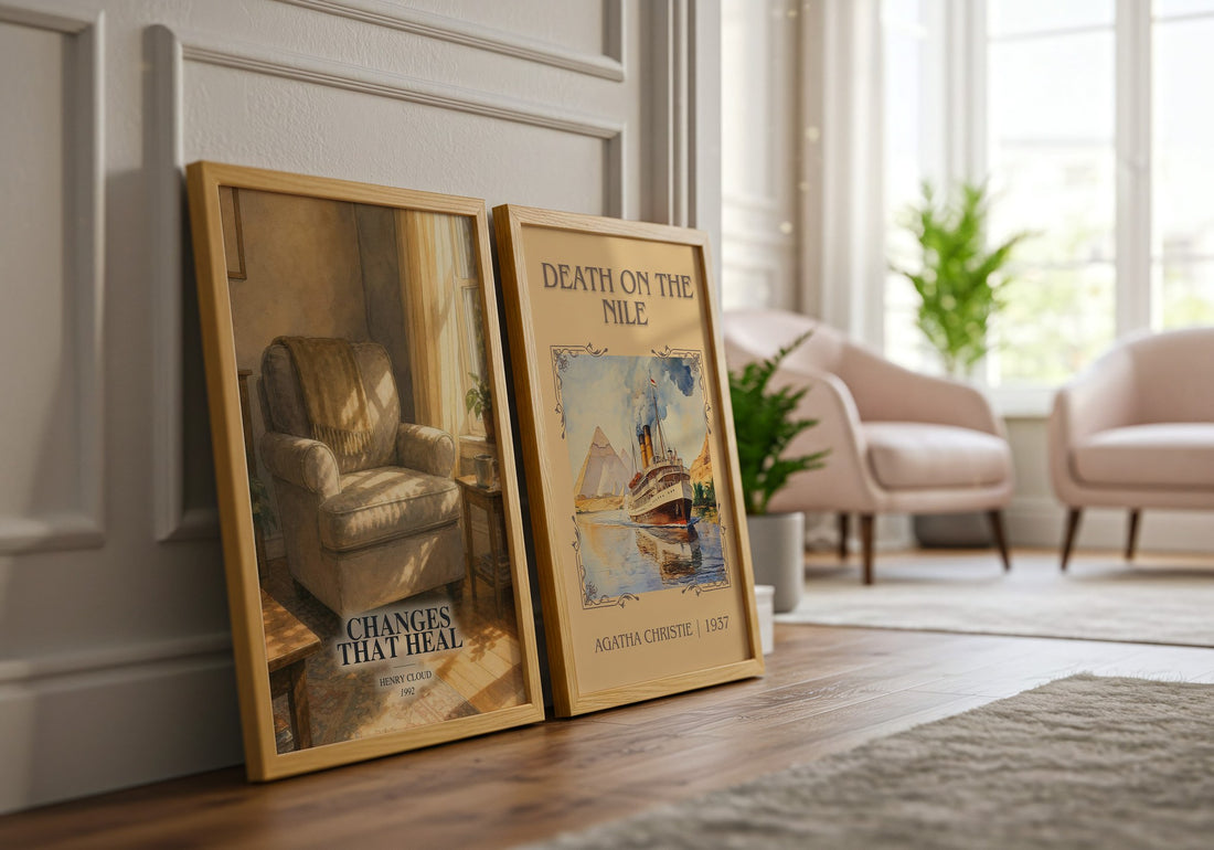 Changes That Heal watercolour print framed by window – literary home decor