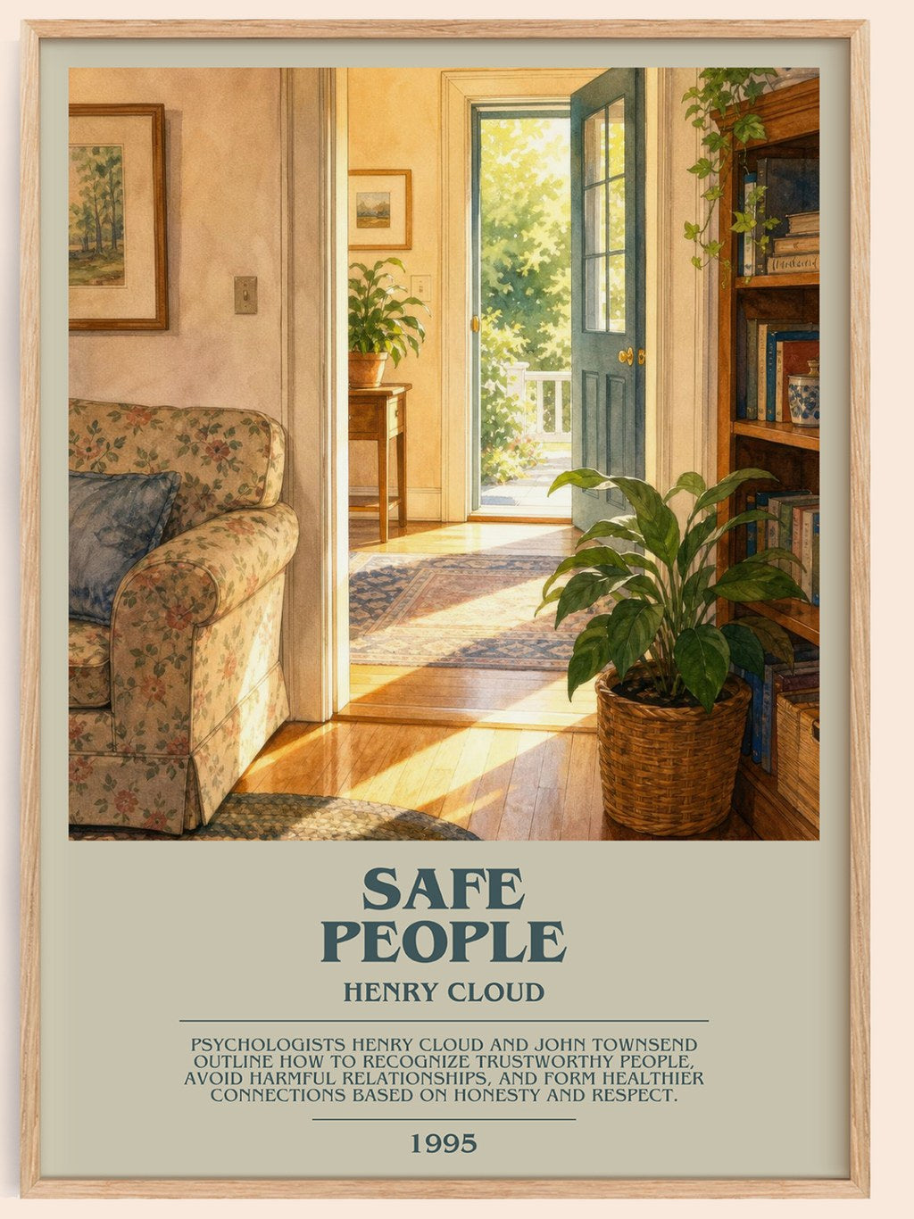 Safe People bookish book poster by Henry Cloud – framed literary art print