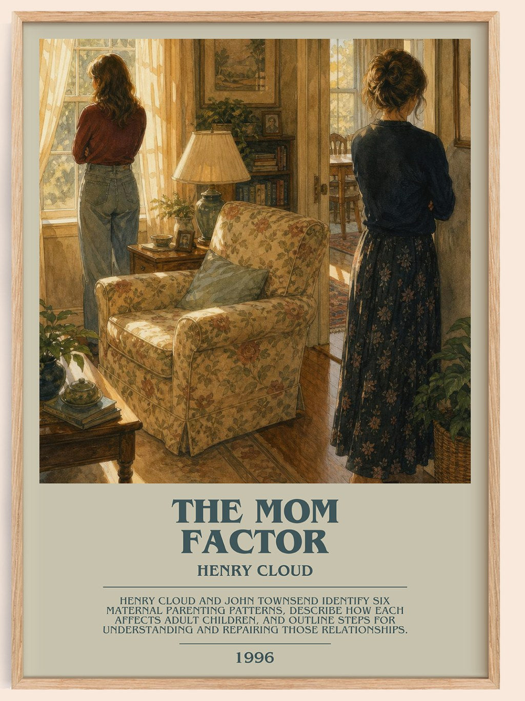 The Mom Factor bookish book poster by Henry Cloud – framed literary art print