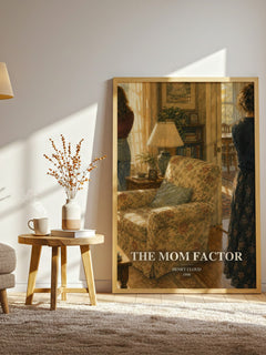 The Mom Factor watercolour print in frame leaning in hallway – non fiction wall art