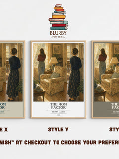 The Mom Factor book cover print in frame leaning in hallway – non fiction wall art