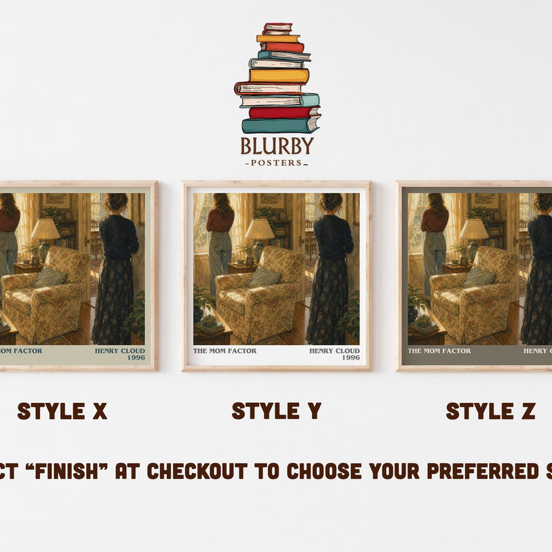 The Mom Factor literary print in frame leaning in hallway – non fiction wall art