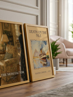 The Mom Factor watercolour print framed by window – literary home decor