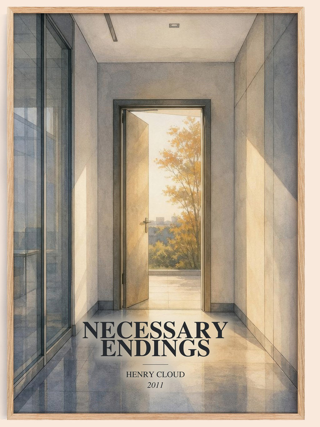 Necessary Endings watercolour book poster by Henry Cloud – framed literary art print