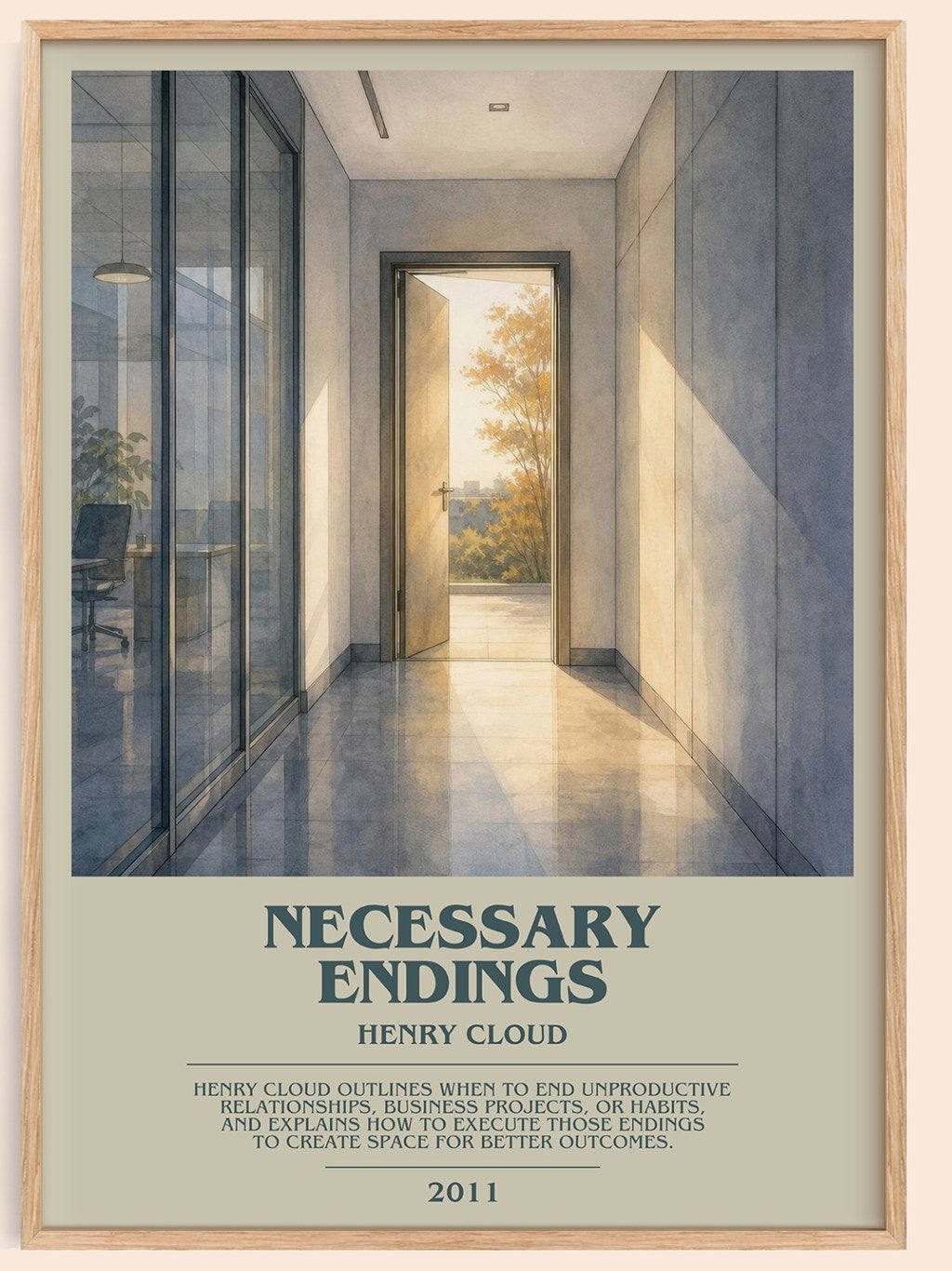 Necessary Endings bookish book poster by Henry Cloud – framed literary art print