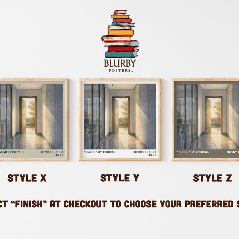 Necessary Endings literary print in frame leaning in hallway – non fiction wall art