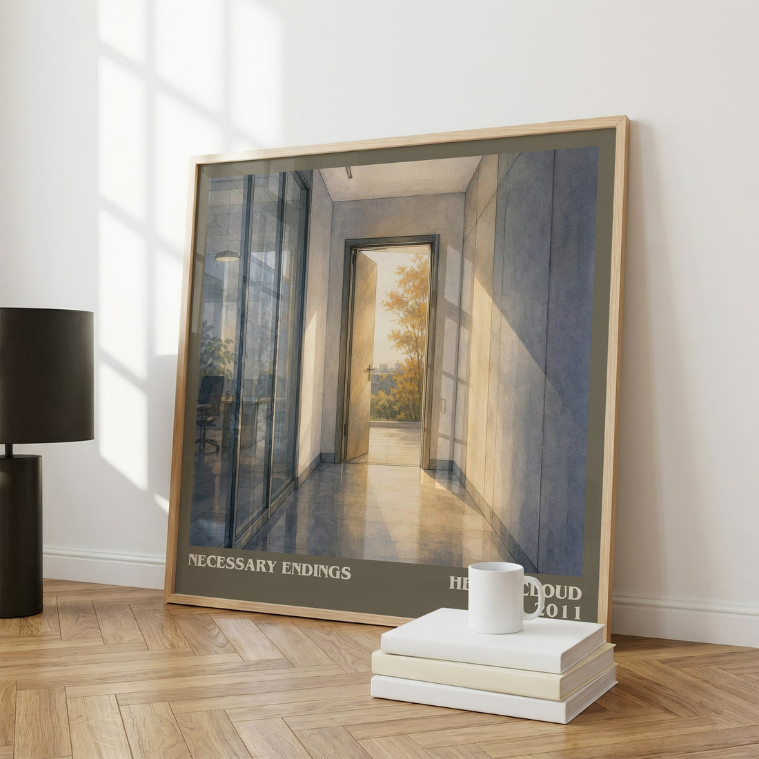 Necessary Endings Literary Art Print by Henry Cloud – large square framed print leaning against a wall