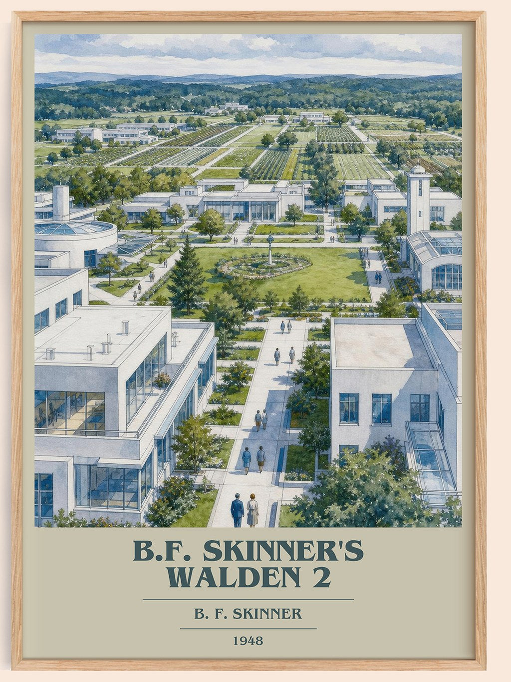 B.F. Skinner's Walden 2 book cover book poster by B. F. Skinner – framed literary art print