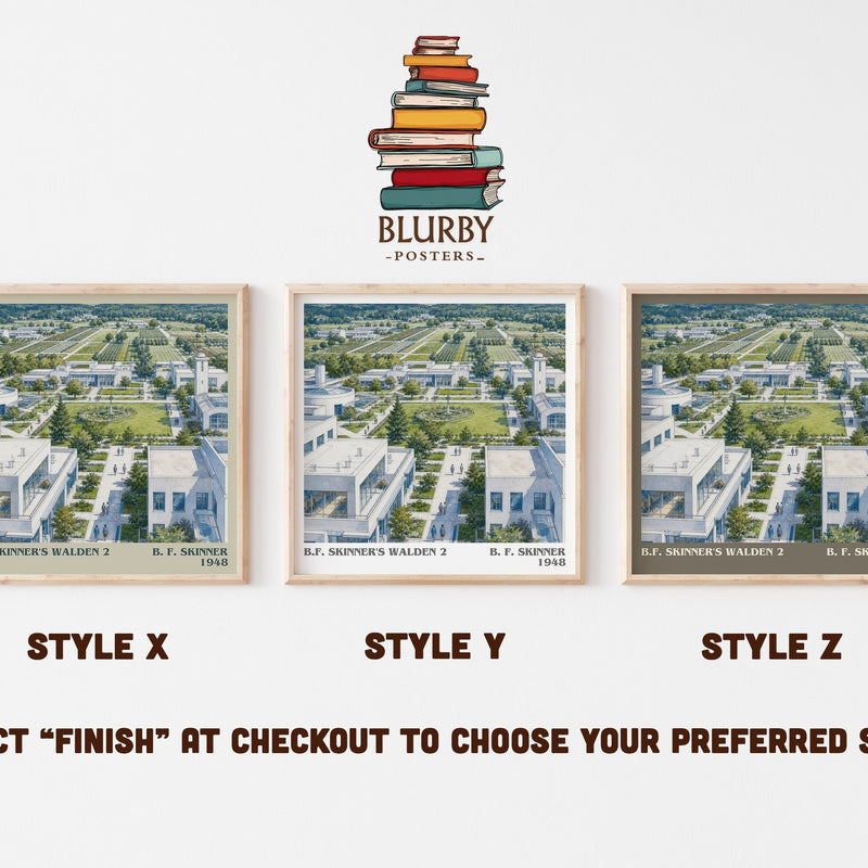B.F. Skinner's Walden 2 literary print in frame leaning in hallway – philosophy wall art