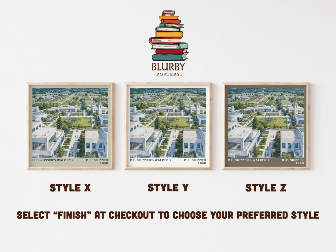 B.F. Skinner's Walden 2 literary print in frame leaning in hallway – philosophy wall art (mockup)
