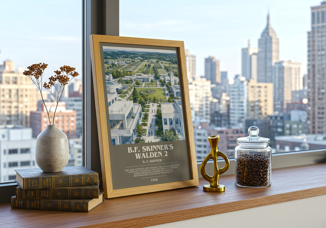 B.F. Skinner's Walden 2 bookish print framed by window – literary home decor