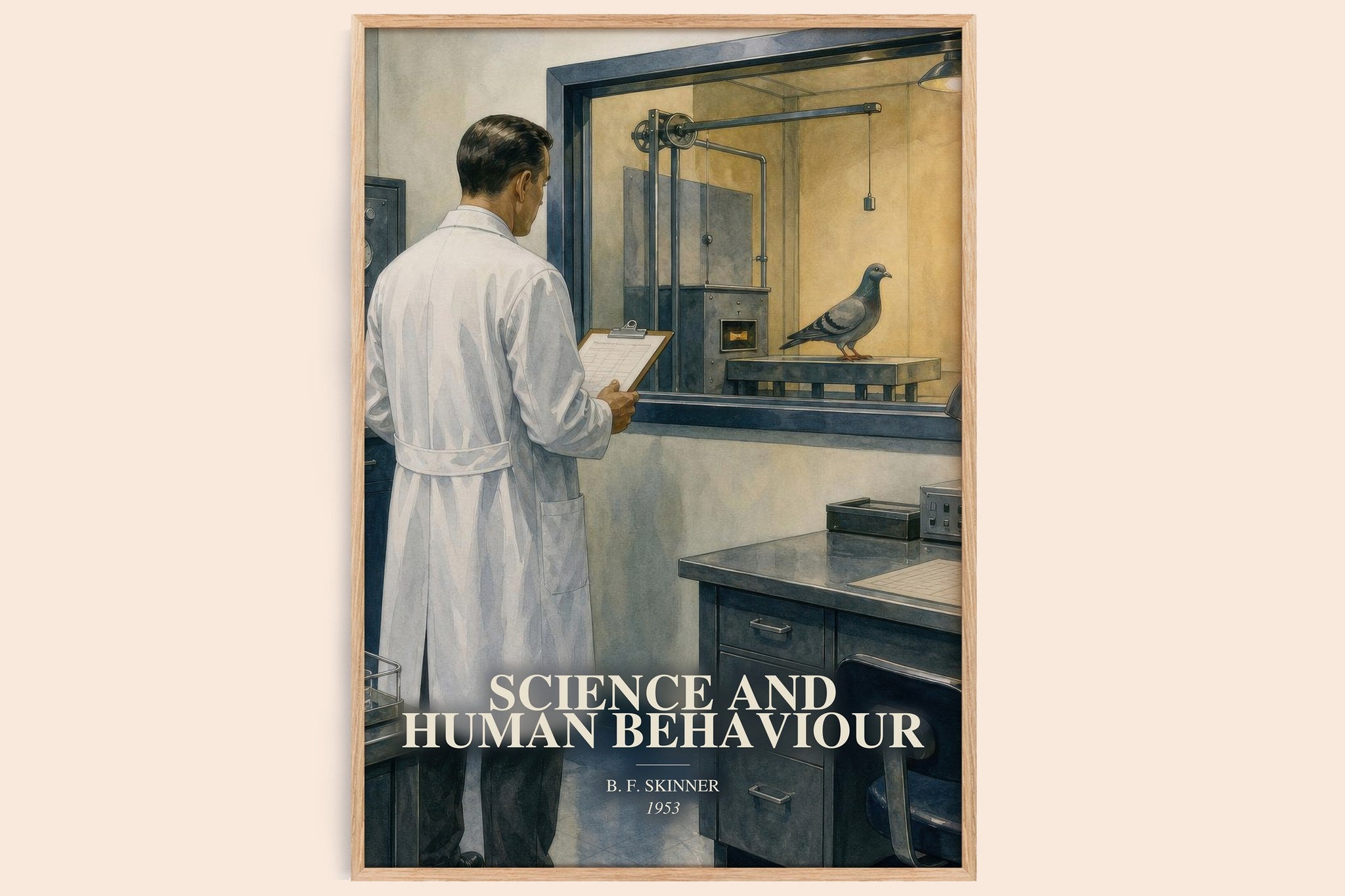Science and human behaviour Book Watercolour Illustration by B. F. Skinner