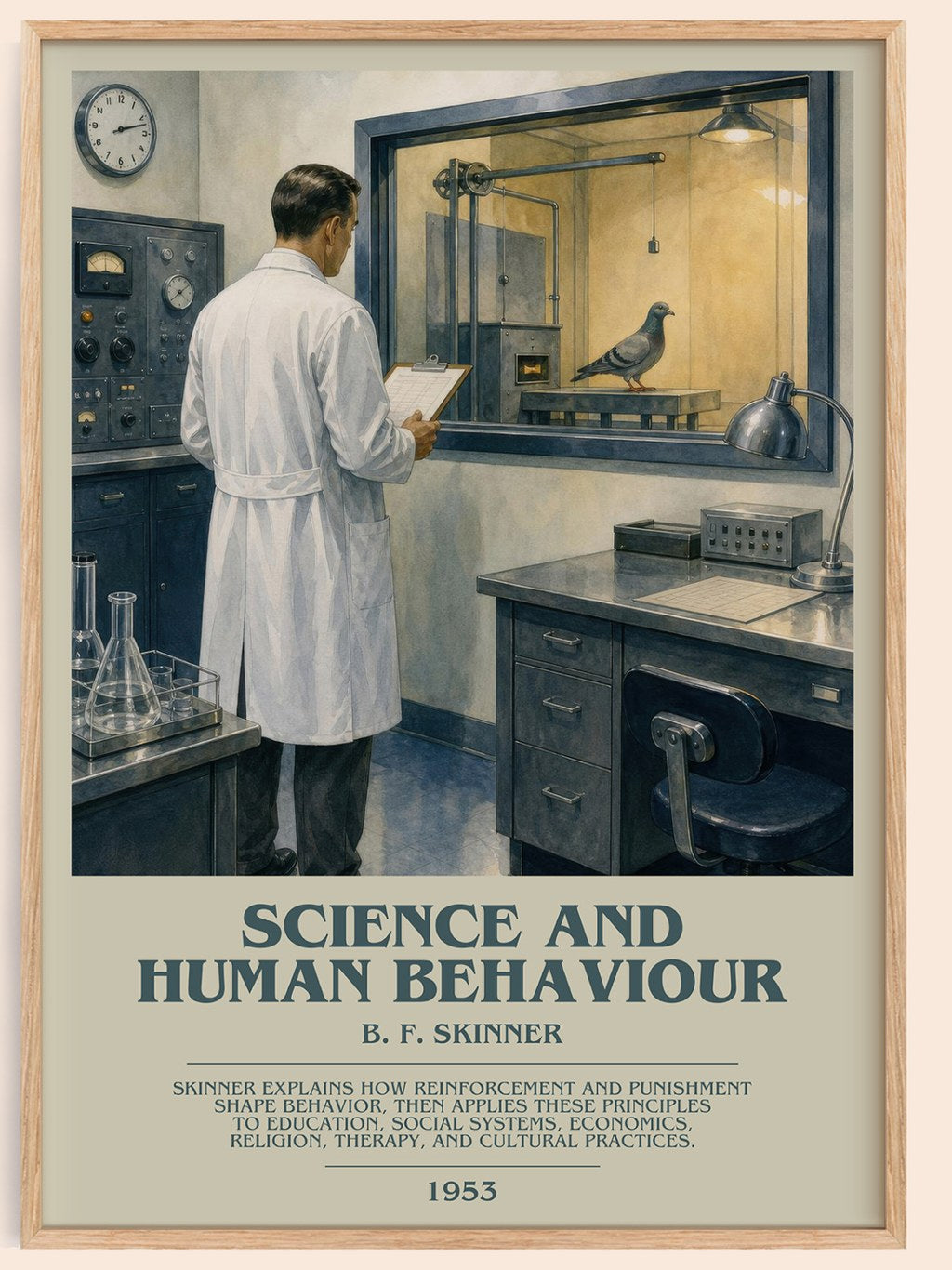 Science and human behaviour bookish book poster by B. F. Skinner – framed literary art print