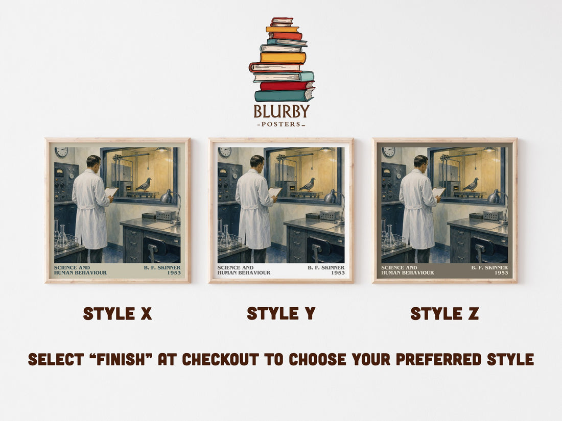 Science and human behaviour literary print in frame leaning in hallway – non fiction wall art (mockup)