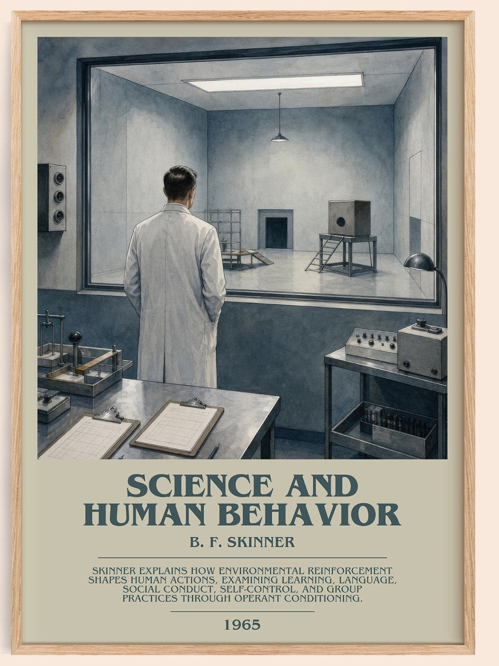 Science And Human Behavior bookish book poster by B. F. Skinner – framed literary art print