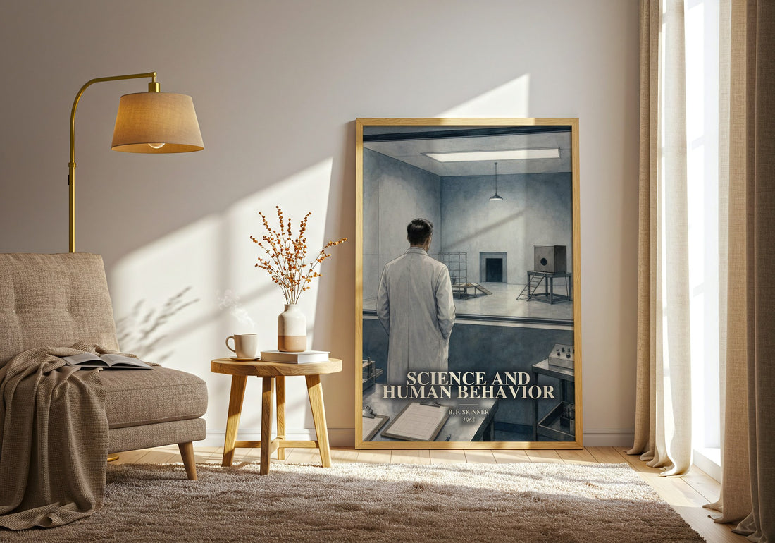Science And Human Behavior watercolour print in frame leaning in hallway – non fiction wall art