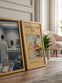 Science And Human Behavior watercolour print framed by window – literary home decor