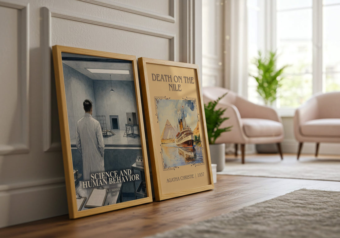 Science And Human Behavior watercolour print framed by window – literary home decor