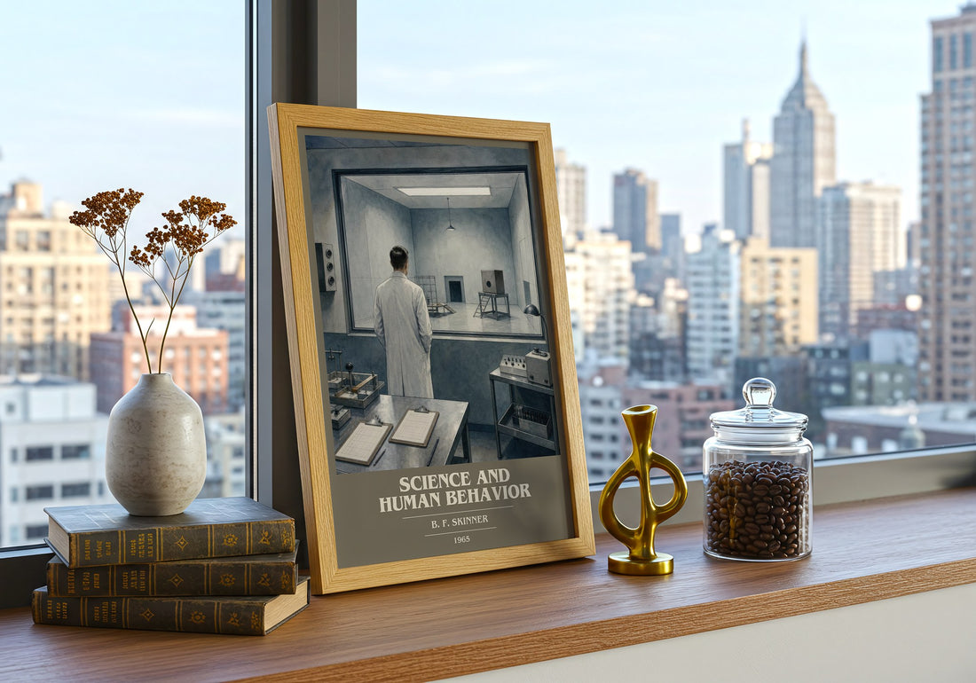 Science And Human Behavior book cover print framed by window – literary home decor