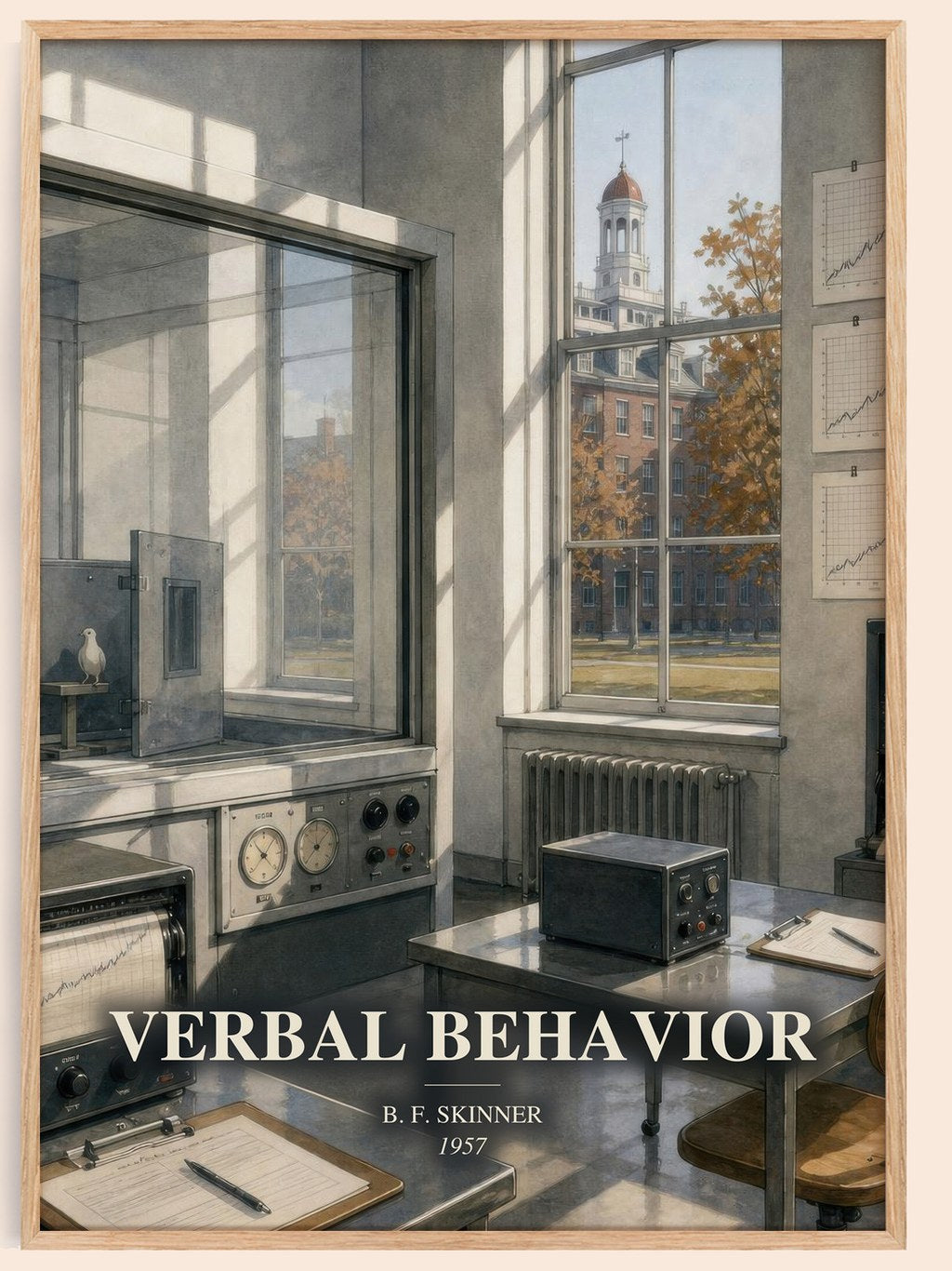 Verbal behavior watercolour book poster by B. F. Skinner – framed literary art print