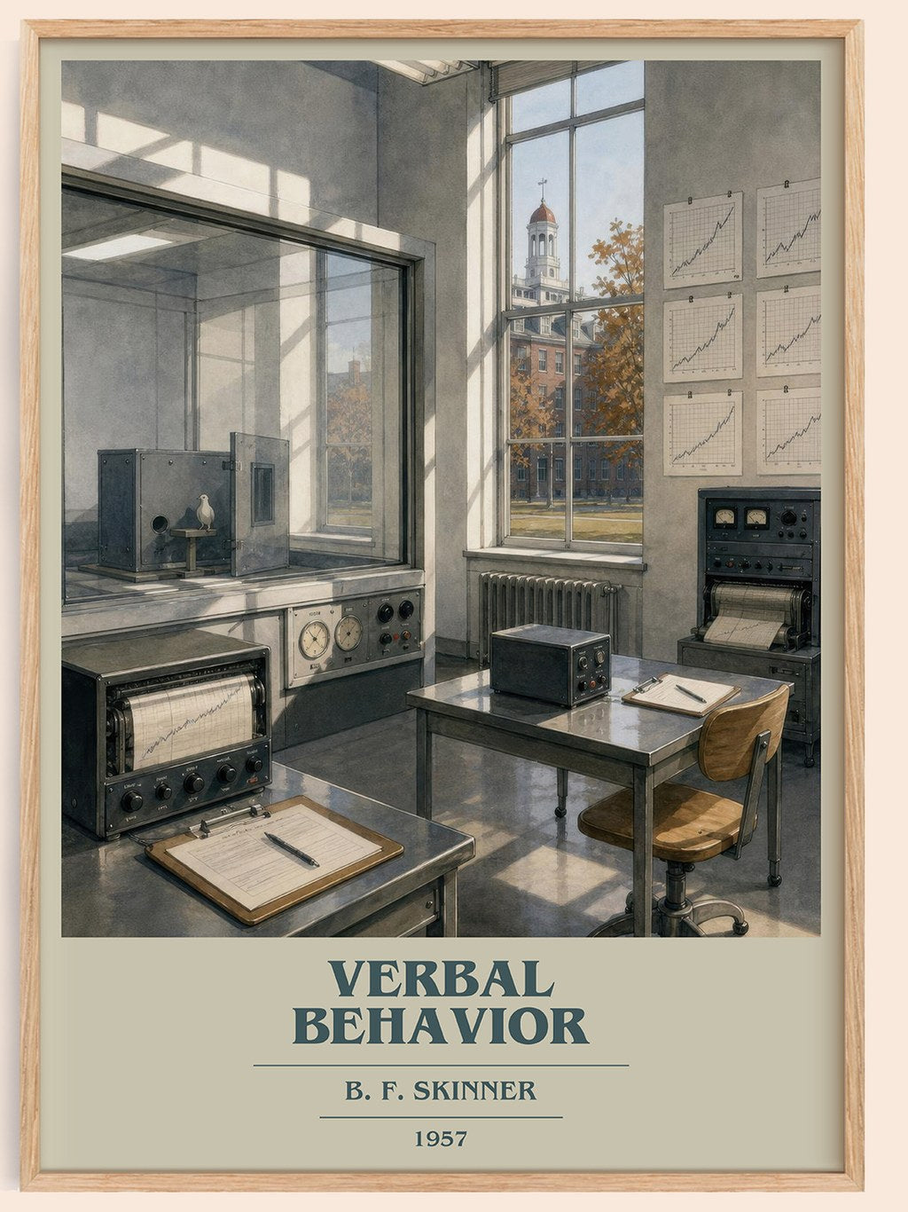 Verbal behavior book cover book poster by B. F. Skinner – framed literary art print