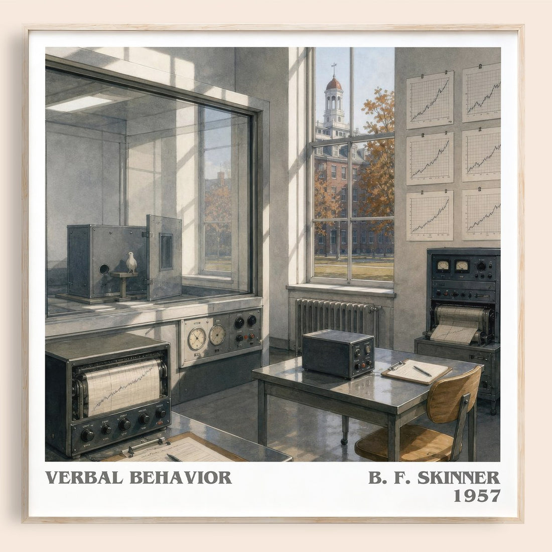 Verbal behavior literary book poster by B. F. Skinner – framed literary art print
