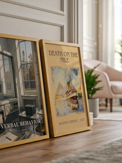 Verbal behavior watercolour print framed by window – literary home decor