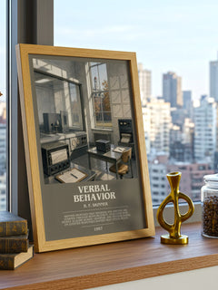 Verbal behavior bookish print framed by window – literary home decor
