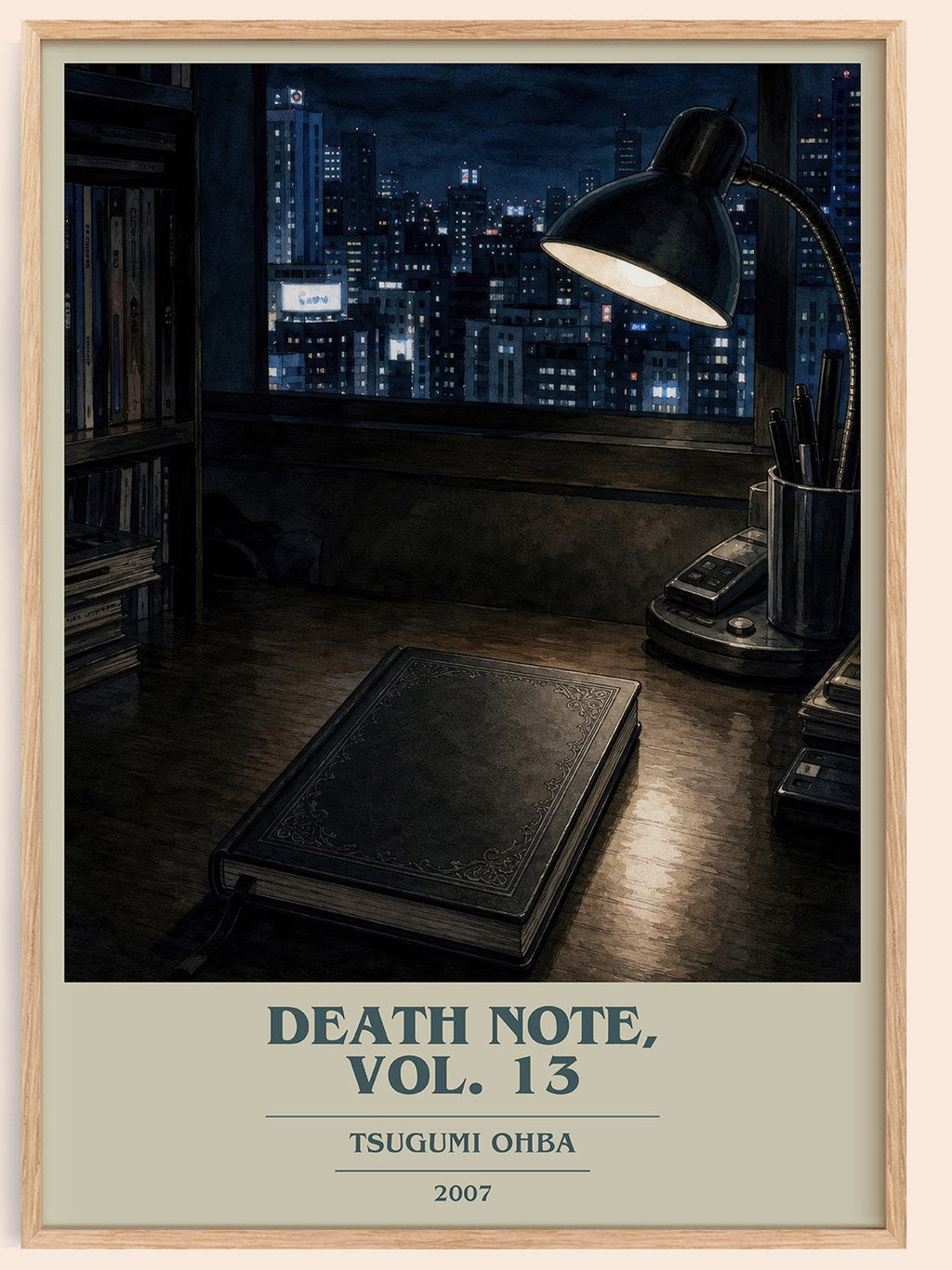 Death Note, Vol. 13 book cover book poster by Tsugumi Ohba – framed literary art print