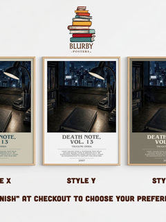 Death Note, Vol. 13 bookish print in frame leaning in hallway – thriller wall art