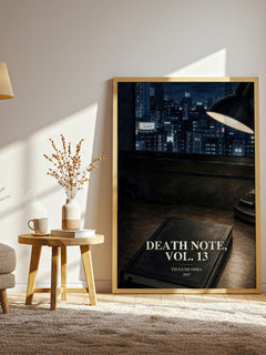 Death Note, Vol. 13 watercolour print in frame leaning in hallway – thriller wall art