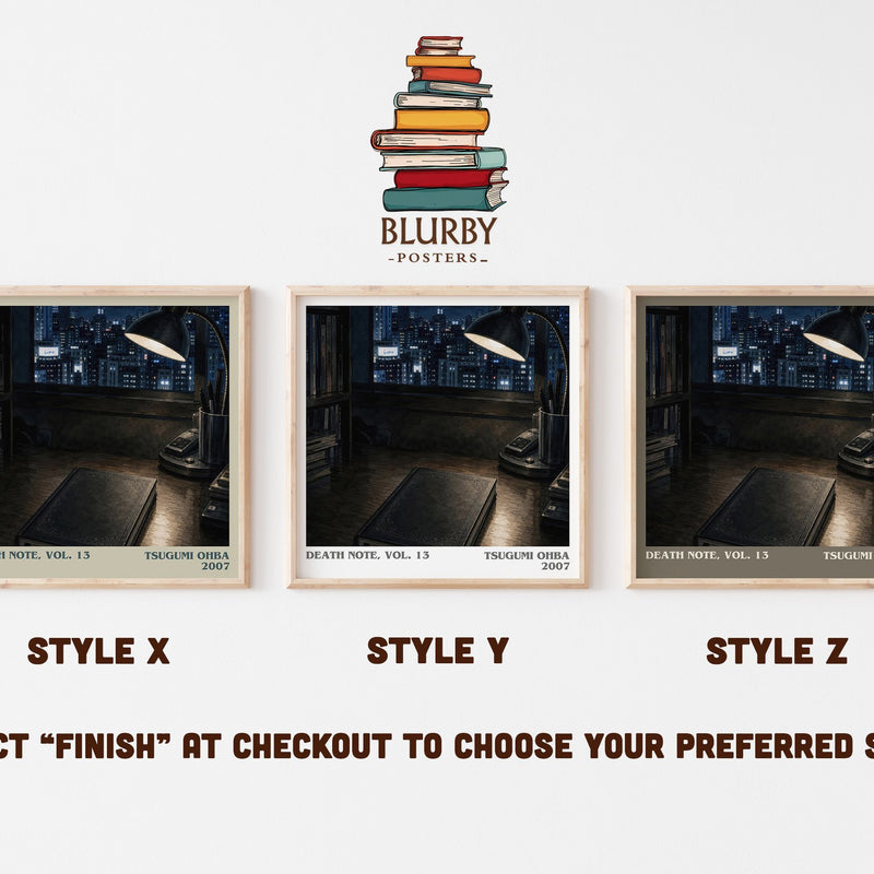 Death Note, Vol. 13 literary print in frame leaning in hallway – thriller wall art