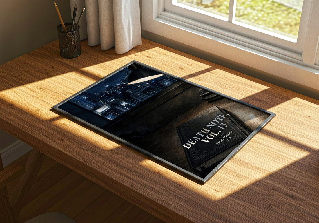 Death Note, Vol. 13 watercolour book poster framed on wall – thriller wall art
