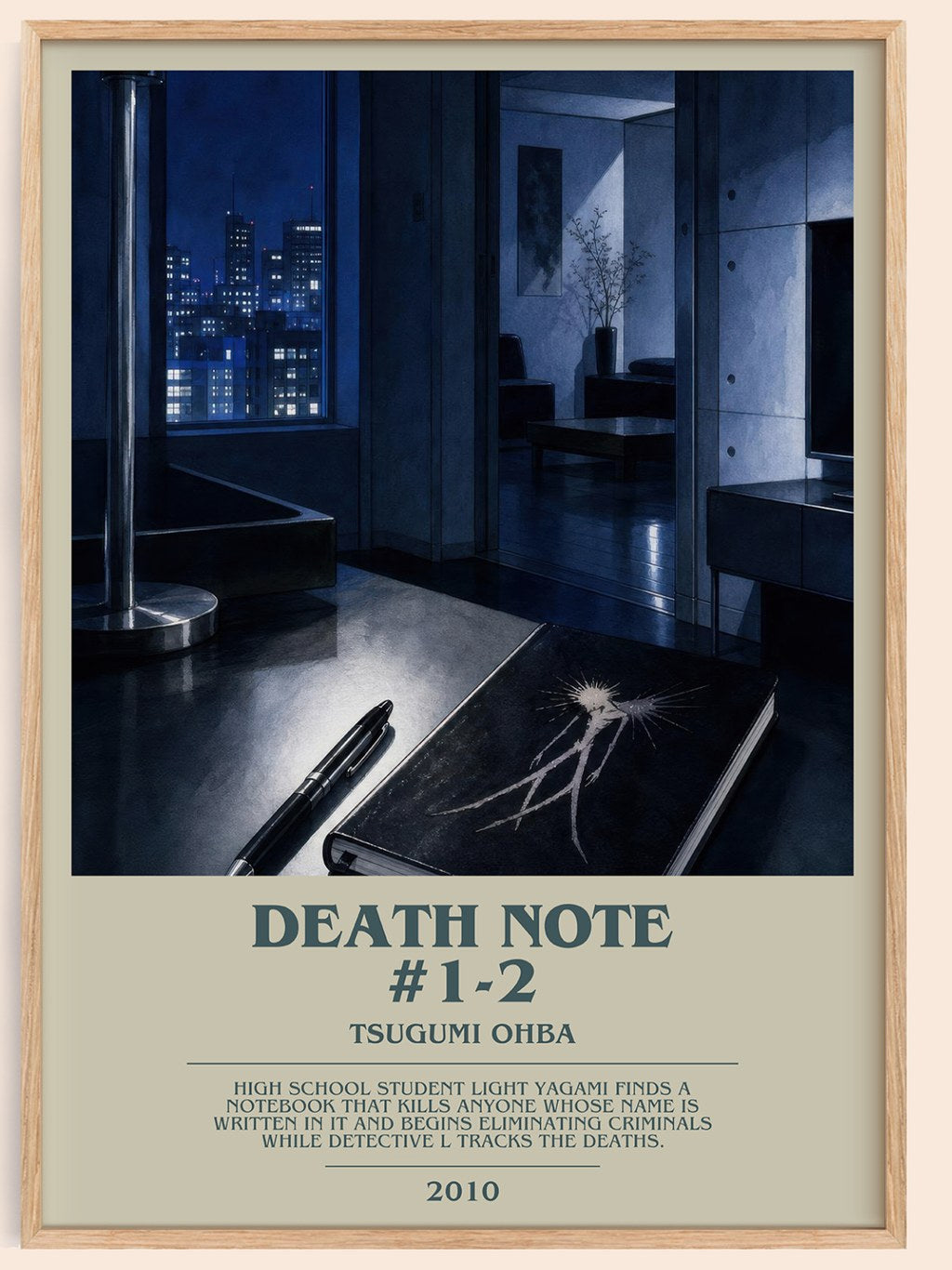 Death Note #1-2 bookish book poster by Tsugumi Ohba – framed literary art print