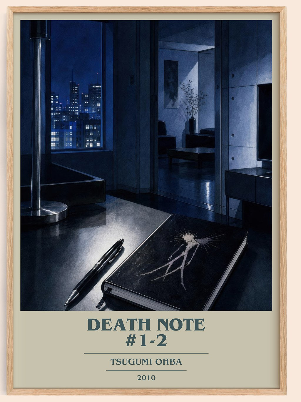 Death Note #1-2 book cover book poster by Tsugumi Ohba – framed literary art print