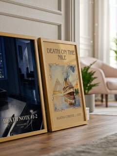 Death Note #1-2 watercolour print framed by window – literary home decor