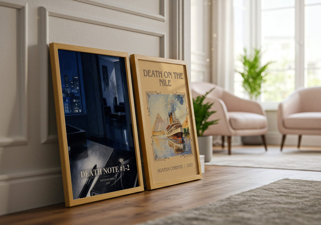 Death Note #1-2 watercolour print framed by window – literary home decor