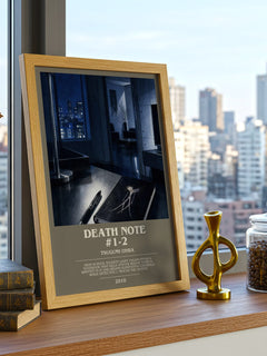 Death Note #1-2 bookish print framed by window – literary home decor