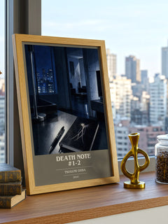 Death Note #1-2 book cover print framed by window – literary home decor