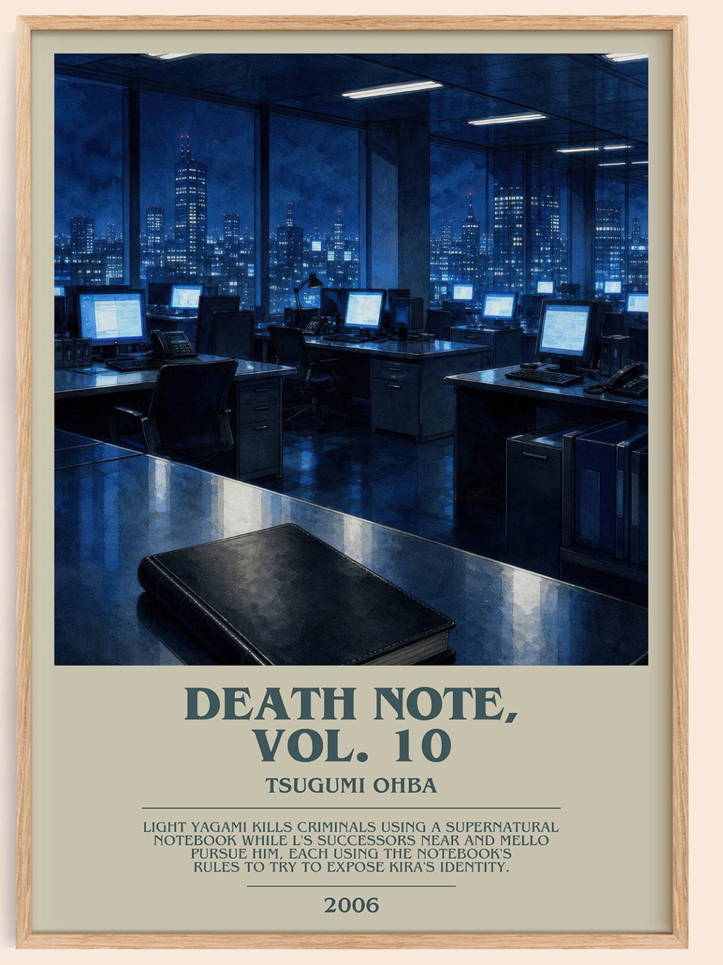 Death Note, Vol. 10 bookish book poster by Tsugumi Ohba – framed literary art print
