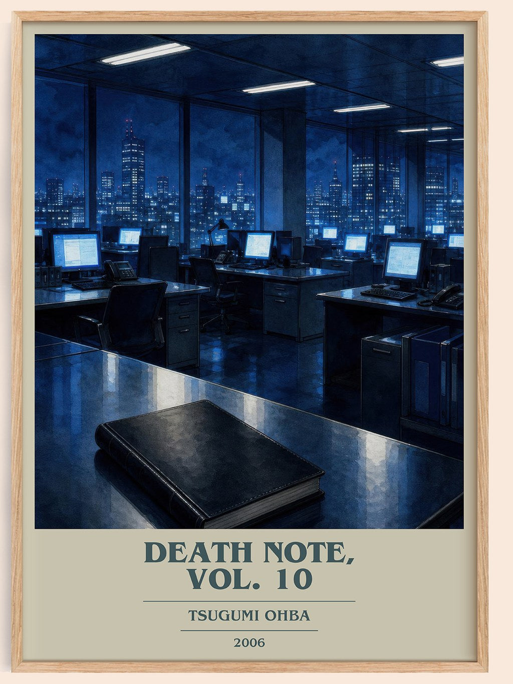 Death Note, Vol. 10 book cover book poster by Tsugumi Ohba – framed literary art print