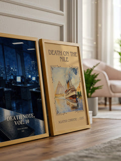 Death Note, Vol. 10 watercolour print framed by window – literary home decor