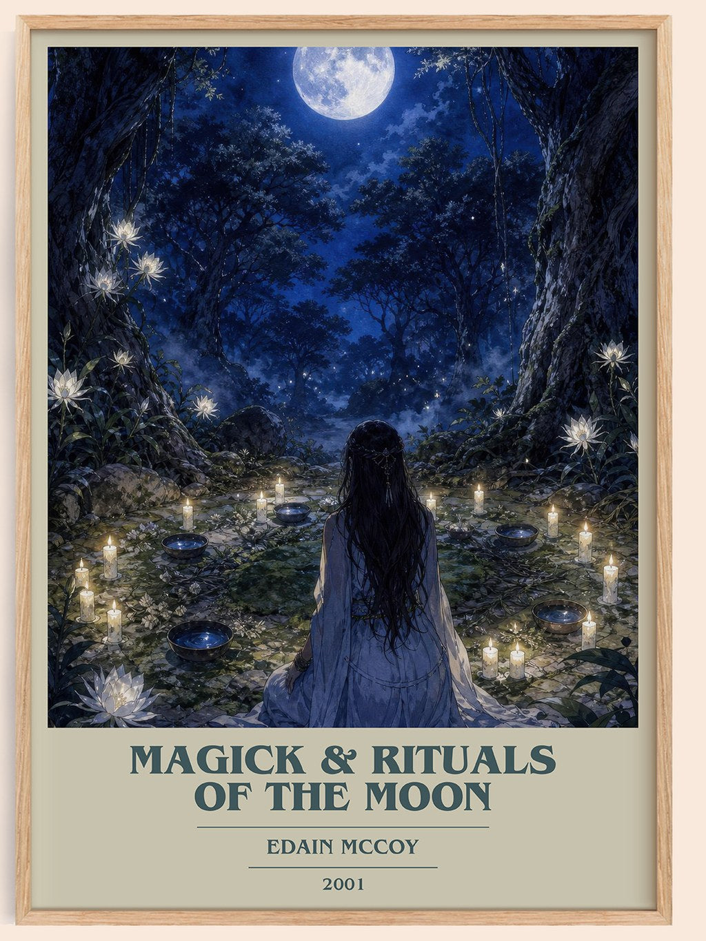 Magick & rituals of the moon book cover book poster by Edain McCoy – framed literary art print