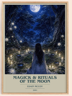 Magick & rituals of the moon book cover book poster by Edain McCoy – framed literary art print