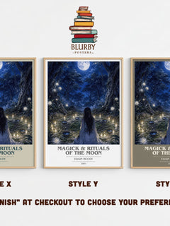 Magick & rituals of the moon book cover print in frame leaning in hallway – non fiction wall art